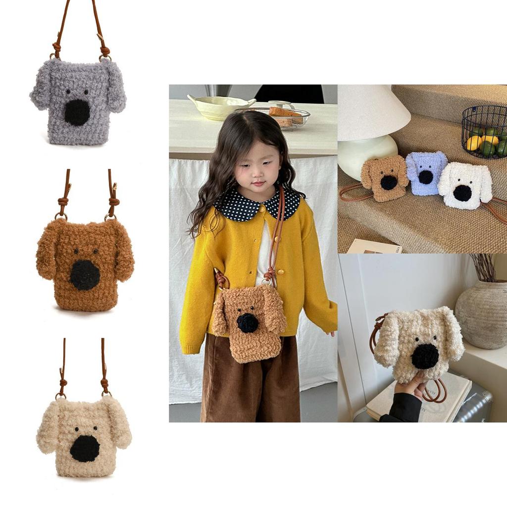 Preschool Kids Plush Dogshoulder Bag Crafted From Soft Polyester For Daily Use