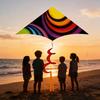Colorful Rainbow Triangle Kite for Kids with Spiral Tail