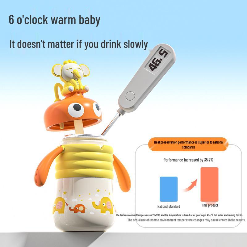 Niedlicher Haustier-Milchbecher: Babyflasche aus Edelstahl 316 mit Strohhalm für Kinder – Ideal für Milch und Haushaltsgebrauch