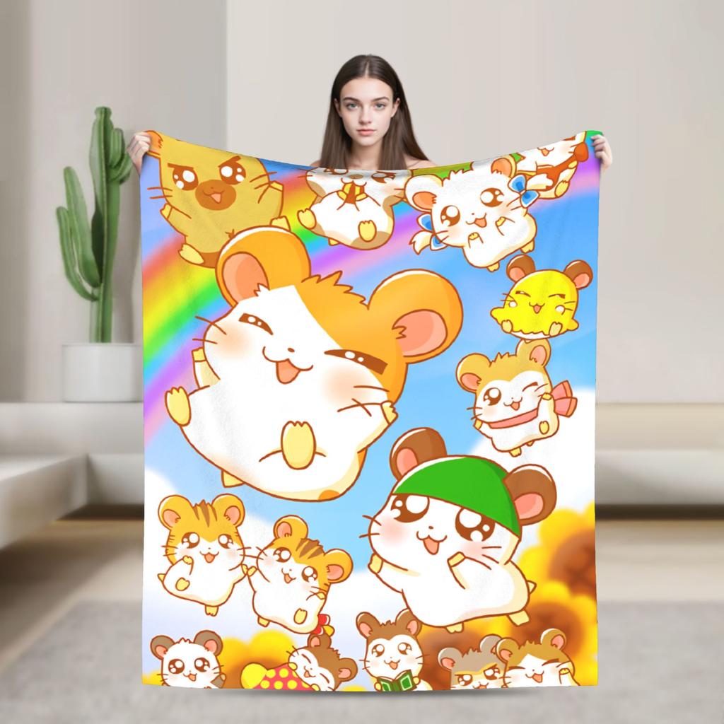 Adventure Story Hamtaro Blanket Super Warm Novelty Plush Bedding Throws For Bedroom Airplane Travel Flannel Bedspread Bed Cover