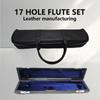 17 Holes Flute Bag Dustproof Flute Carrying Case Padded PU Leather Flute Storage Case Flute Box Flute Protective Handbag