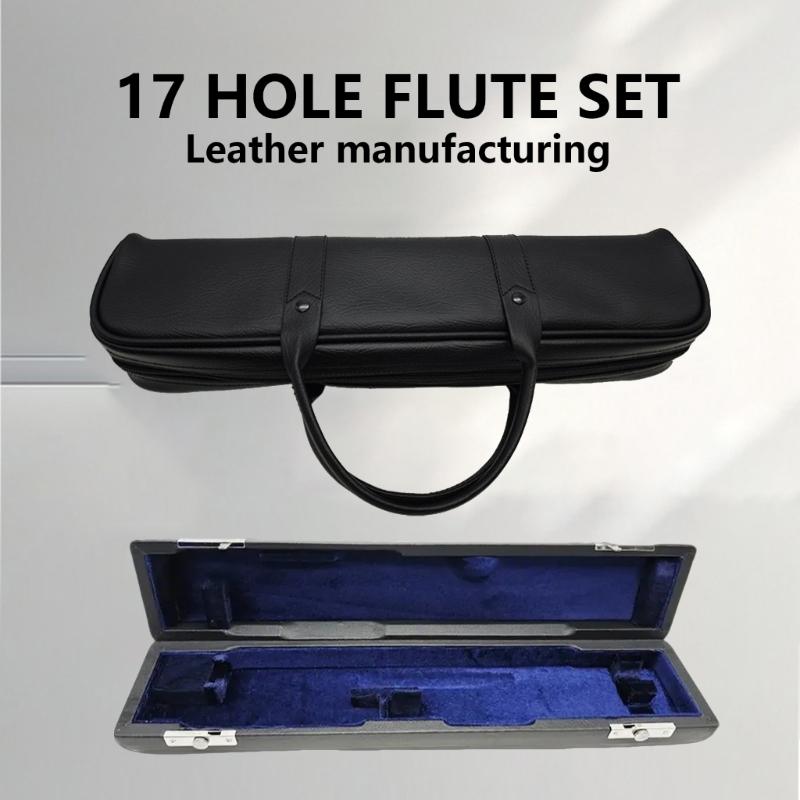 17 Holes Flute Bag Dustproof Flute Carrying Case Padded PU Leather Flute Storage Case Flute Box Flute Protective Handbag