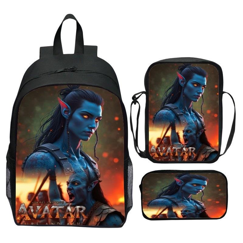 Printed Backpack Set 3-Piece Cartoon Movie Themed School Bag for Kids