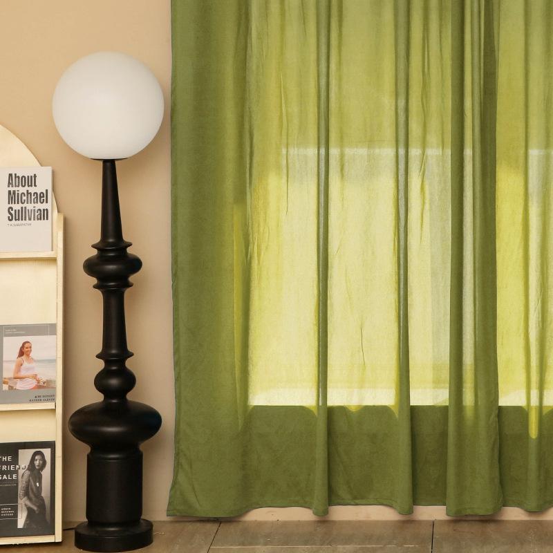 Solid-color Chiffon Curtains, French Retro Semi-blackout Drapery, Nordic Modern Style Simple and Light Luxury Privacy Curtains