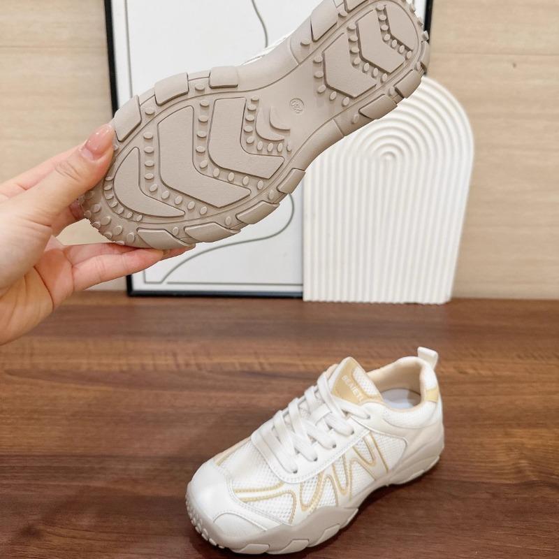Mesh breathable thick bottom women's summer new leather color matching feet small sports and leisure
