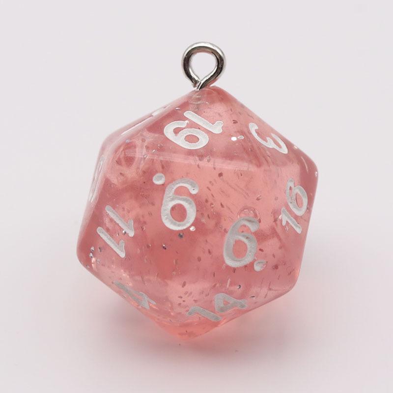 20-Sided Colored Transparent Acrylic Dice Pendant Keychain for DIY Jewelry