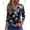 Spring and Summer New Women's Slim Fit Imitation Cotton Round Neck Printed Solid Color Three-quarter Sleeve Long Sleeve
