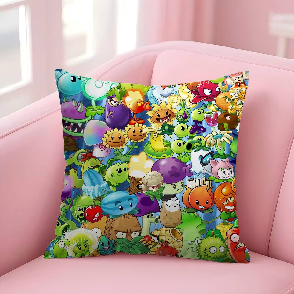 Cartoon P-Plants-vs-Zombie Mini 45*45cm Cushion Cover Pillow Cover Decor Pillowcase Home Pillowcase For Couch Pillow