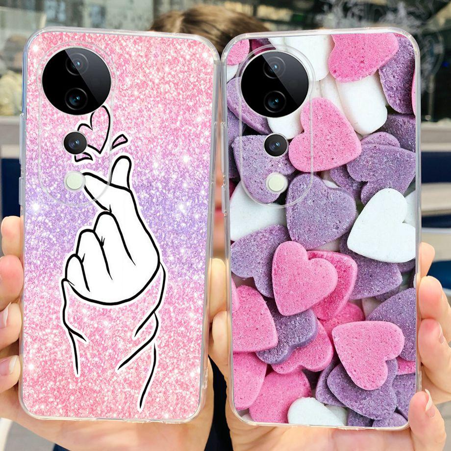 For Vivo V40 / V40 SE / V30 / V30 PRO / V30 Lite Back Cover Case Soft Clear Silicone Shockproof Protection Funda Women Fashion