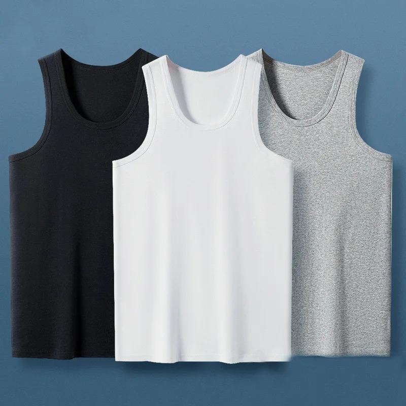 Cotton Vest for Men Youth Fitted Sports Fitness Casual Sleeveless Top Four Seasons Cool and Comfortable