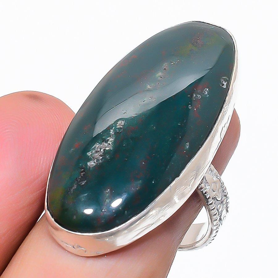 Bloodstone Gemstone 925 Sterling Silver Jewelry Ring Size 9