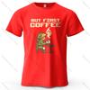 BUT FIRST COFFEE Cozy Printed Men's T-Shirt Oversized Playful Graphic Tees for Women Tops Tees Casual Streetwear