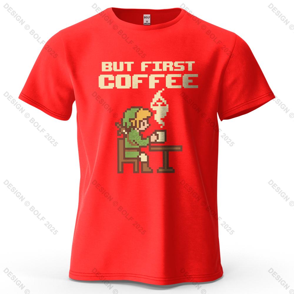 BUT FIRST COFFEE Cozy Printed Men's T-Shirt Oversized Playful Graphic Tees for Women Tops Tees Casual Streetwear