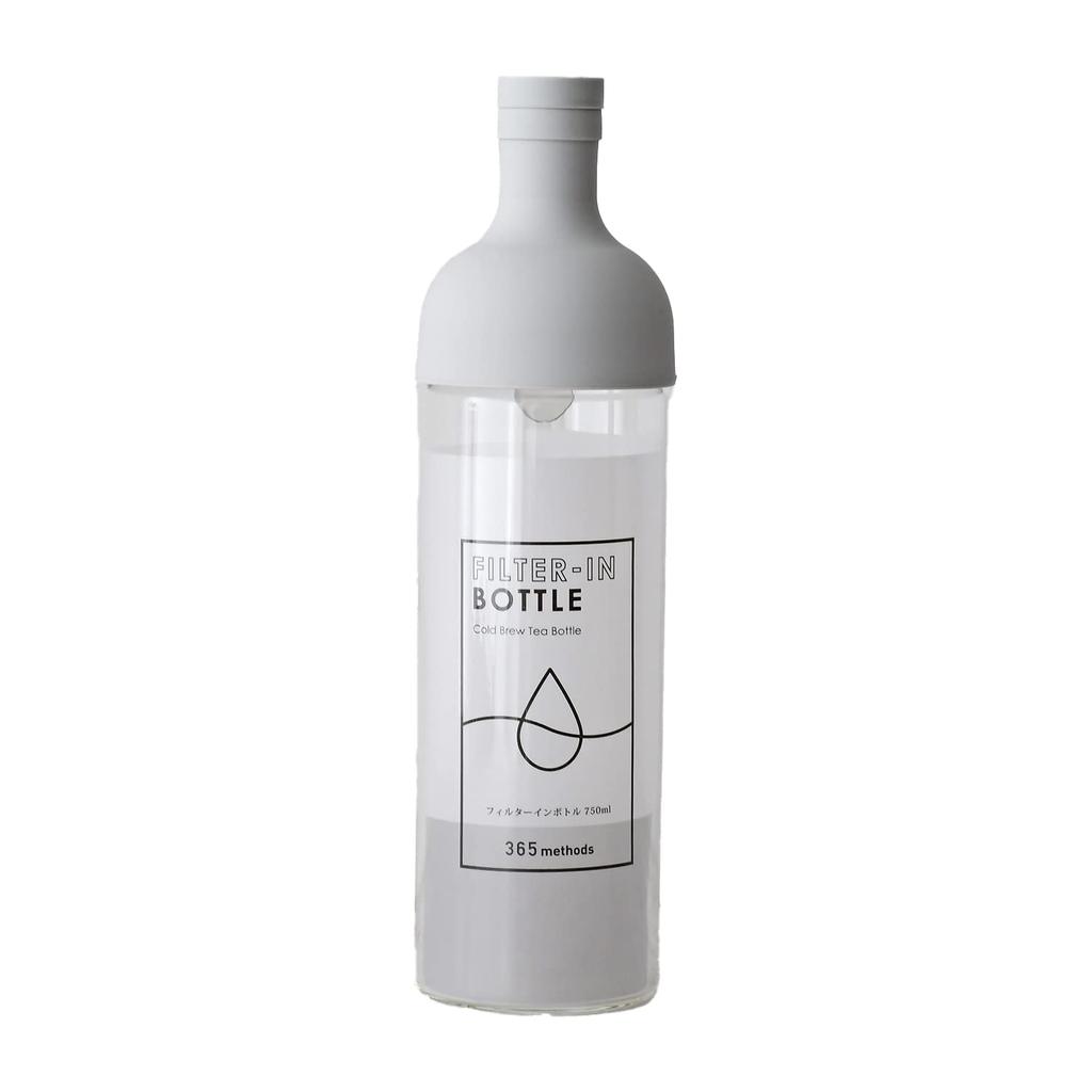 365Methods Hario 750ml Tea Press, Light Gray, Made in Japan, Filter-in Bottle for Hot Water, Dishwasher Safe, FIB-75-365LG-YY