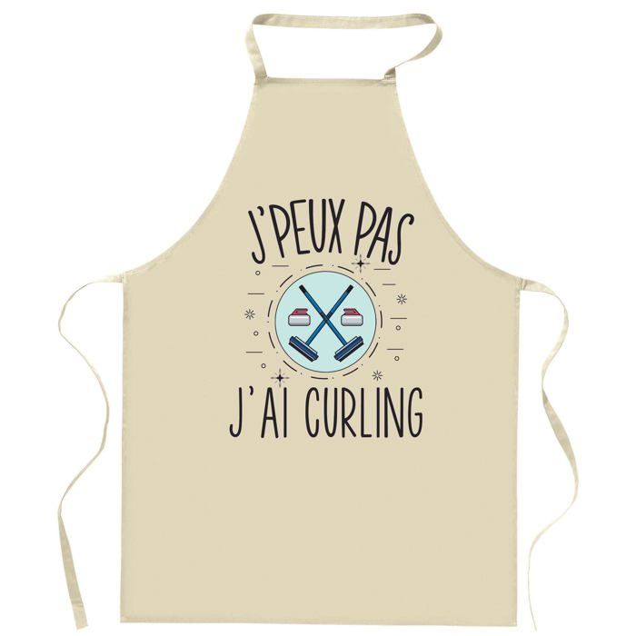 Planetee Tablier de cuisine curling J'peux pas | Cadeau Original pour passionnés Vêtement Blouse de protection Barbecue Jardinage