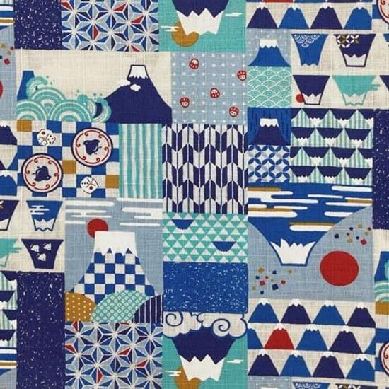 Kyosuke Japan-made Kyoto Coaster Approximately 1010cm Fuji Fabric Stylish Absorbent Cotton Washable Japanese Style Lucky Charm Mount Blue