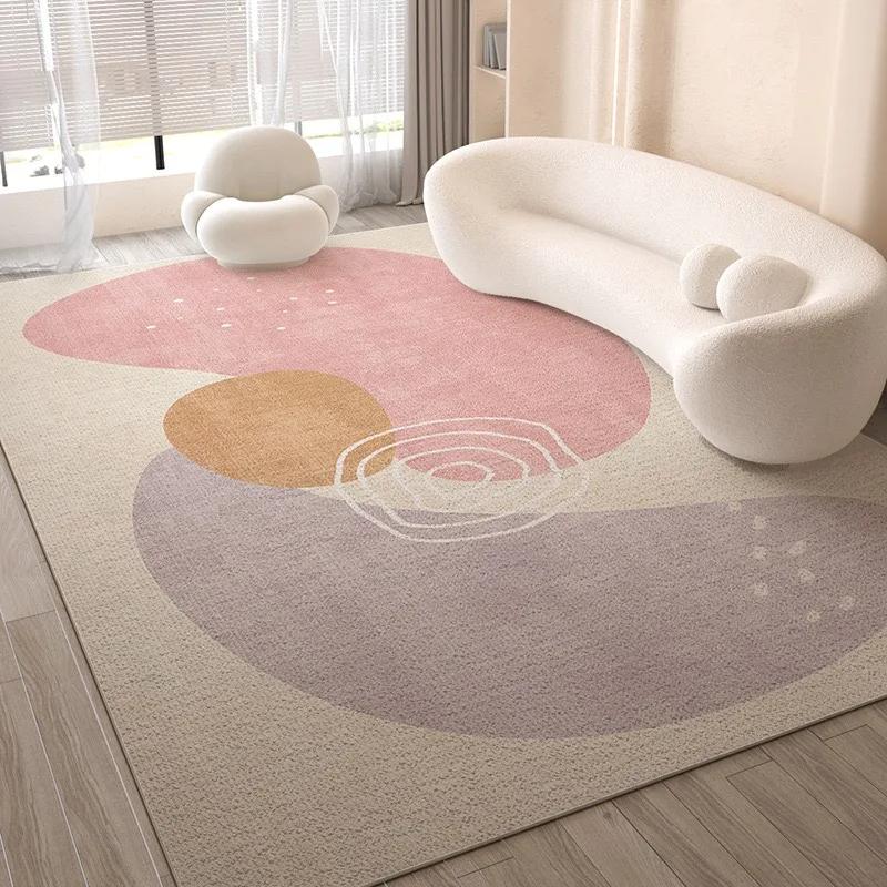 Cream Style Line Living Room Floor Mat, Large-Sized Sofa, Coffee Table Blanket, Bedroom Carpet, Home Decoration