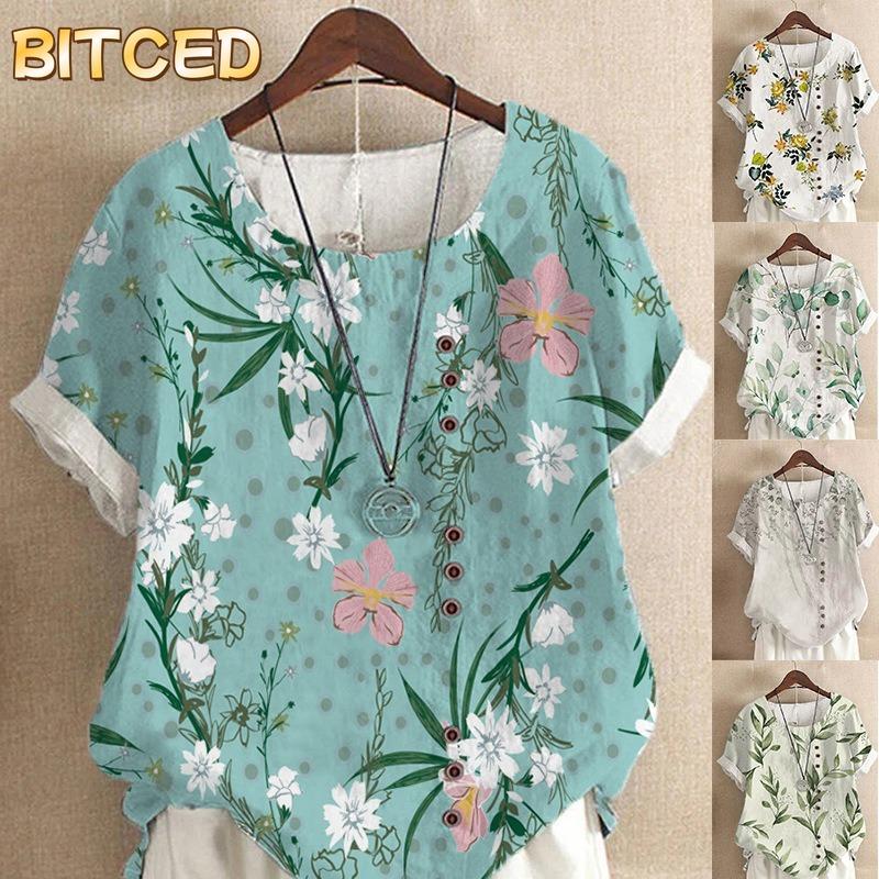 BITCED Women's Fashion Casual Short Sleeve O-Neck Blouses & Shirts