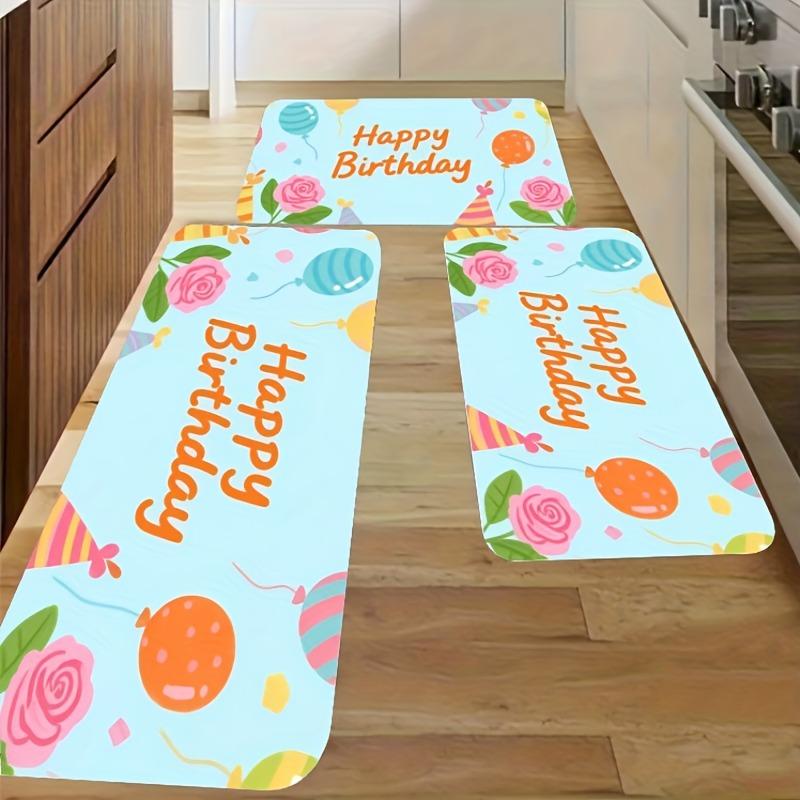 1PC Happy Birthday Kitchen Rug Non-Slip Door Mat Pop design Bathroom Rug Bath Mat Carpet for Home Sink Laundry Decoreeree