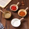 Kitchen Tableware Ceramic Seasoning Plate with Handle Mini Pattern Tableware Soy Sauce Vinegar Jam Snack Dish
