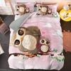 Kawaii Cartoon Owl Duvet Cover Set Full Queen King Size Owl Bedding Set For Girls Boys Brown Owl Cartoon Animal Comforter Cover
