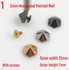 12MM Hexagonal Spiked Rivets for Shoes, Hats, and Belts - Various Styles