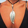 Bohemian Feather Necklace Leaf Pendant, Bohemian Jewelry Leather Necklaces for Women