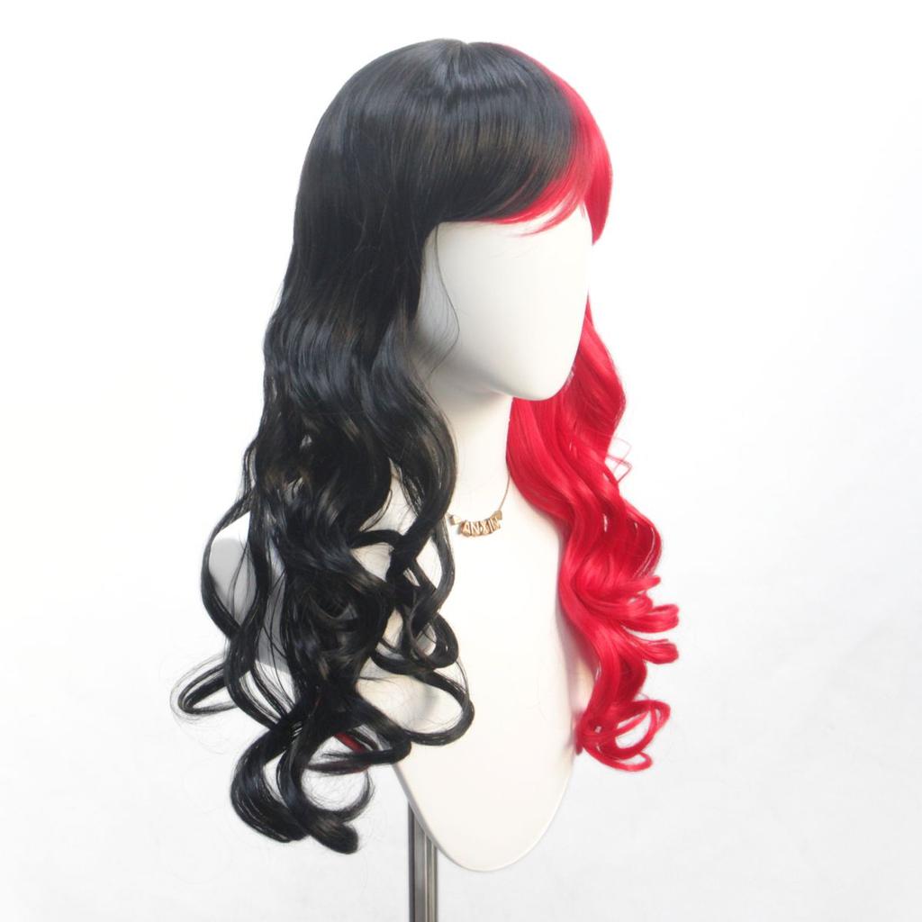 Detachable Red and Black Double Ponytail Long Curly Hair Synthetic Wig | Witch's Dress-up Cosplay Wig