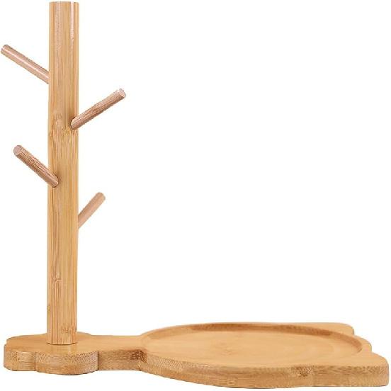 Wooden Key Tray for Entryway Table - Modern Decor Resin Fortune Cat Catchall Tray with 3 Stand Hanging Organizer for Rings, Phone, Bracelets & Wooden Key Tray