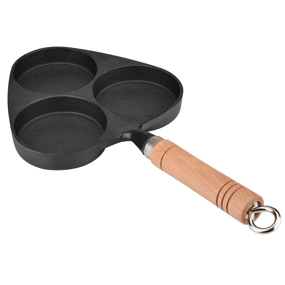 3 Mold Cast Iron Omelette Egg Burger Fried Egg Pot Pancake Pan