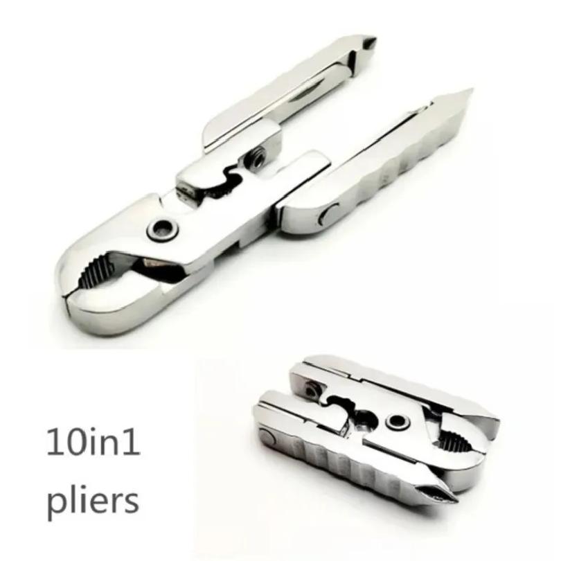 10in1 Stainless Steel EDC Portable Foldable Mini Pliers Multitool Outdoor Survival Camping Screwdriver Clamp Pocket Gear Kit