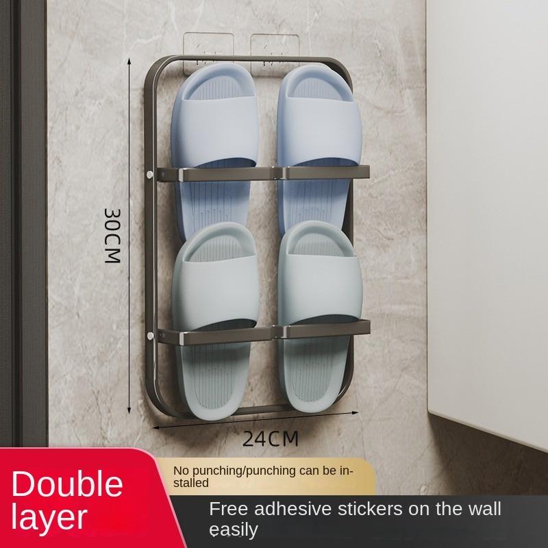 Bathroom Slipper Rack Wall Mount Shoe Organizer Storage Rack Toilet Hanging Holder Balcony Drying Shelf Bathroom Accessories