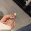 Luxury Classic Moissanite Wedding Engagement Rings for Women Square Lucky Ring Adjustable Gold Color Rings Charm Jewelry