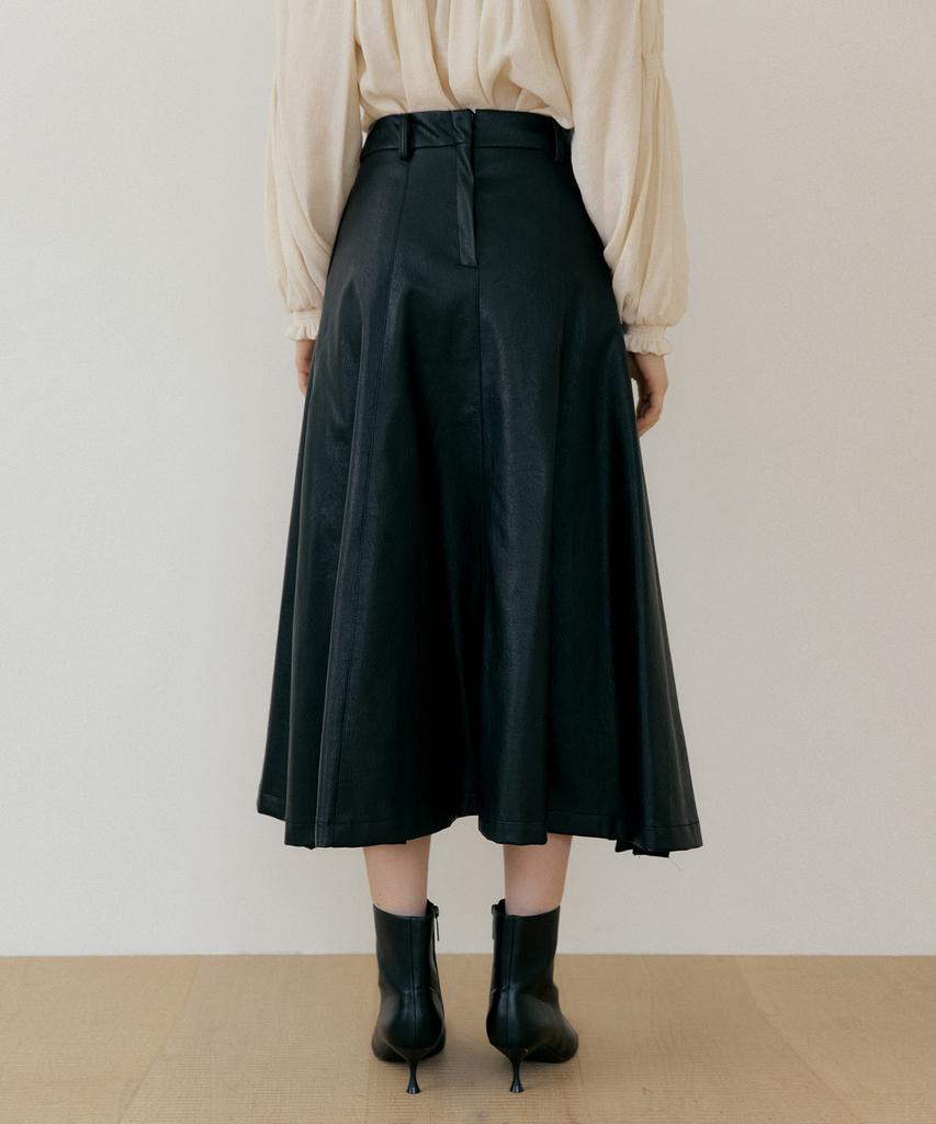 The Penny Leather Long Skirt - Black