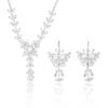 Cross-Border Fashion Zircon Earrings & Necklace Set - White Butterfly Jewelry with Flowing Chain