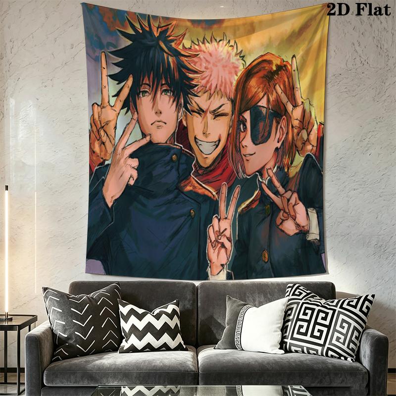 Jujutsu Kaisen Wall Tapestry Aesthetic Wall Hanging Printed Fabric Blanket Decorative Tapestries for Bedroom Living Room Home Decor