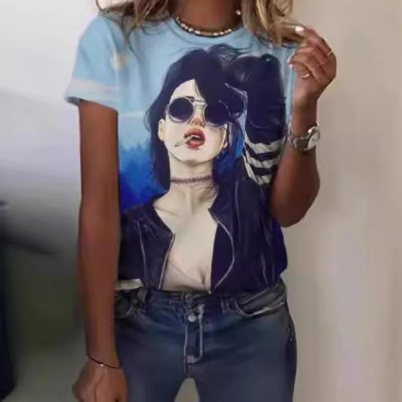 Summer Fashion 3D Digital Printed Loose Casual Short Sleeved Top T-Shirts Women’s