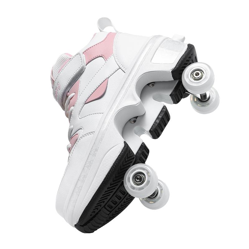 Roller Skates 6-15 Years Old Four-wheel Deformation Can Walk Can Skate Skates Girl Runaway Shoes