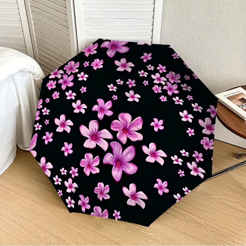 

1pc Floral Pattern Automatic Folding Umbrella, 8-Rib Durable Frame, Durable Foldable Design - Elegant Gift for Commute yy251210049
