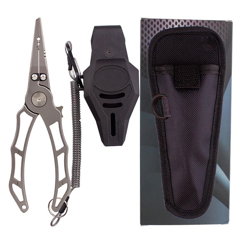 7  Fishing Split Ring Pliers, Saltwater Freshwater Fishing Pliers Hook Remover, Titanium Alloy Surf Fishing Tackle Kit With Coiled Lanyard And Sheath X2 Titanium Pliers