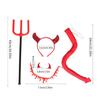 Serre-tête cornes de diable d'Halloween et queue et sceptre ras du cou Accessoires de fête de costume de cosplay d'Halloween pour adulte