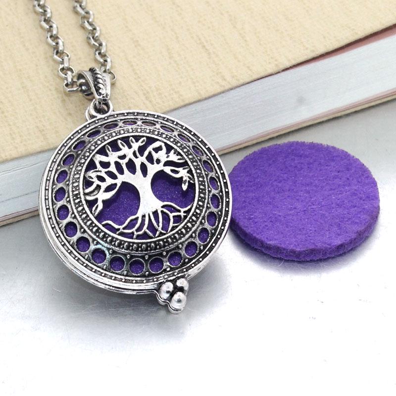 Aromatherapy Necklace Tree of Life Diffuser Jewelry Vintage Open Locket Pendant Essential Oil Perfume Aroma Diffuser Necklace