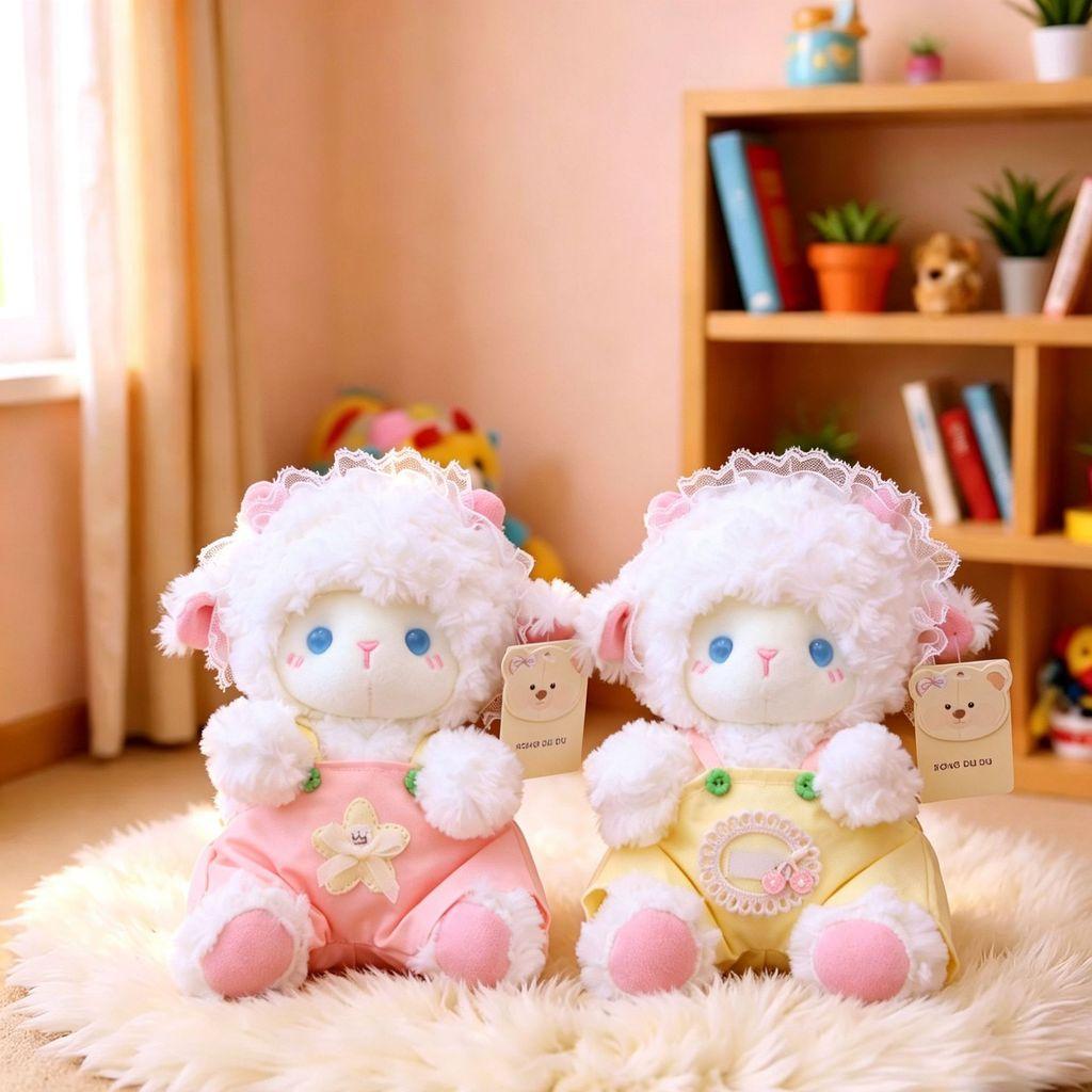 Plush Lamb Toy With Bowknot For Baby Gift And Kids Room Decor