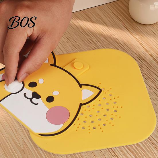 Floor Drain Lid Cartoon Dog Cover, Silicone Shower Tub Stopper with Drainage Animal Cover Holes, Sewer Anti-Odor Deodorizing Mat for Bathroom Kitchen