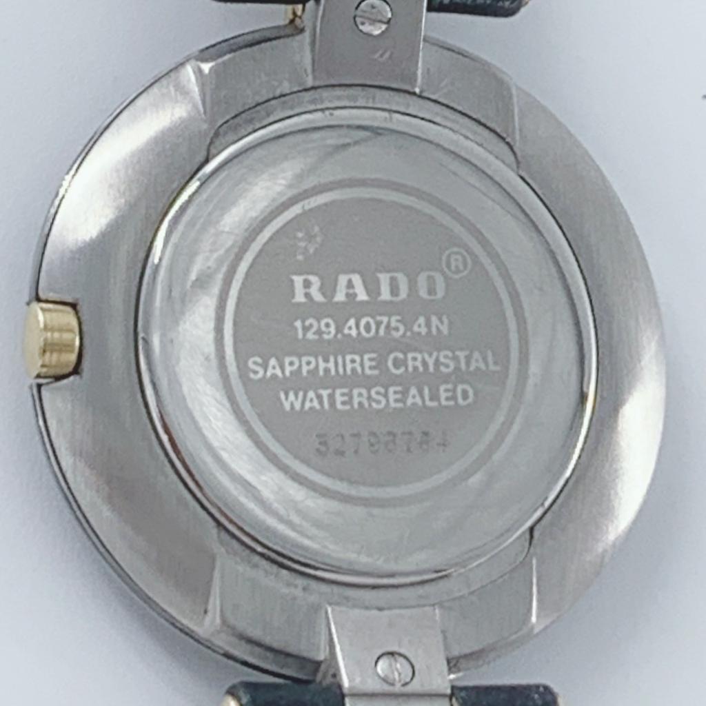 Working Good RADO 129.4075.4N 32796764 Quartz QZ Coupole Sapphire Crystal Men's Watch Gold Black Dial Date Genuine Buckle WATER SEALED 3-Hand