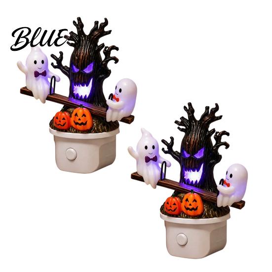 Halloween Night Light Light Plug-in Resin Seesaw Ghost And Dead Tree Child-friendly Lamp Waterproof Spooky Decor for Bedroom Party Ornament Scary