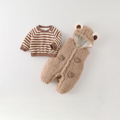 Fashionable Winter Hooded Baby Overalls Jumpsuit Romper Set for Newborns