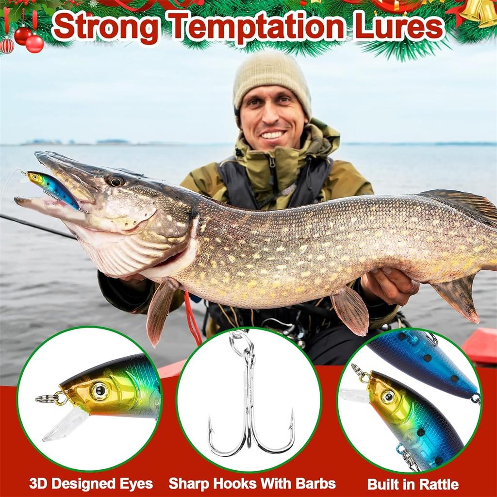Fishing Advent Calendar 24Days Of Christmas Countdown Calendar With Fishing LuresSet For Fish Adult Men Teen Boys For Men Stocking Stuffers