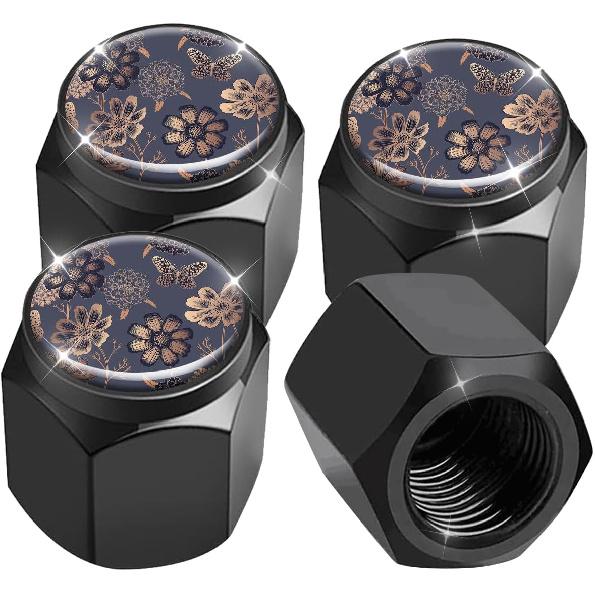 Tire Valve Stem Caps 4 Pack, Car Wheel Stem Caps,Aluminum Air Valve Covers Universal Fit for Cars, SUVs,Trucks, Bikes, and Motorcycles(Vintage n