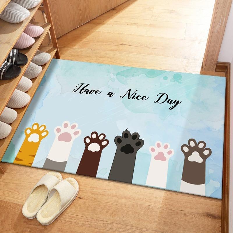 Cute Cartoon Pattern Door Mat with Animals Flowers Designs Floor Mat for Home Entrance Decor Adding Playful Charm